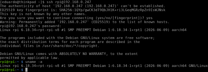 First SSH login into the RPi system.